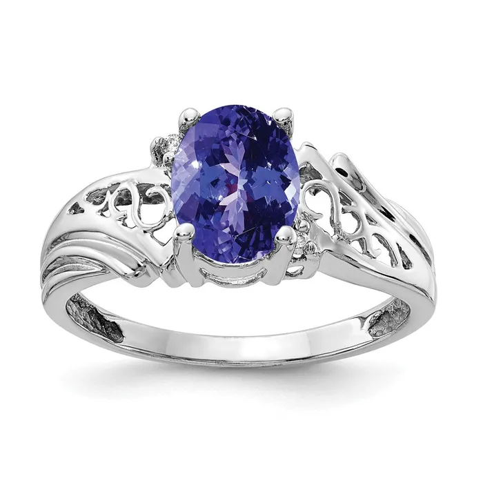 Rings Goldia 14k White Gold 8x6mm Oval Tanzanite AAA Diamond ring