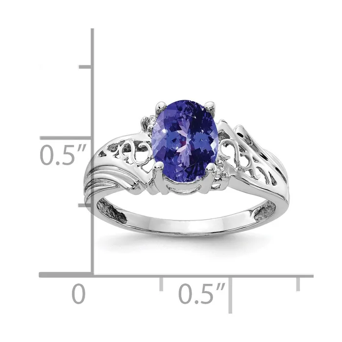 Rings Goldia 14k White Gold 8x6mm Oval Tanzanite AAA Diamond ring