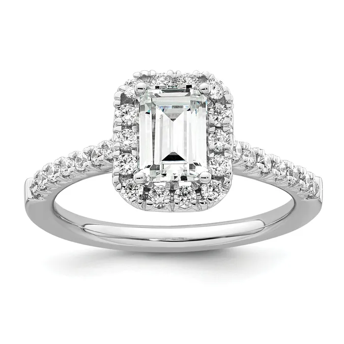 Rings Goldia 14K White Gold Lab Grown Diamond VSSI G Emerald Halo Semimount Engagement R Rings Goldia 14K White Gold Lab Grown Diamond VSSI G Emerald Halo Semimount Engagement R