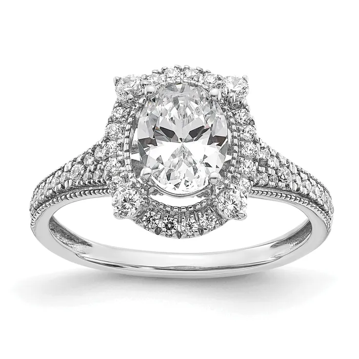 Rings Goldia 14k White Gold Lab Grown VSSI FGH Diamond Oval Halo Vintage Ring Rings Goldia 14k White Gold Lab Grown VSSI FGH Diamond Oval Halo Vintage Ring