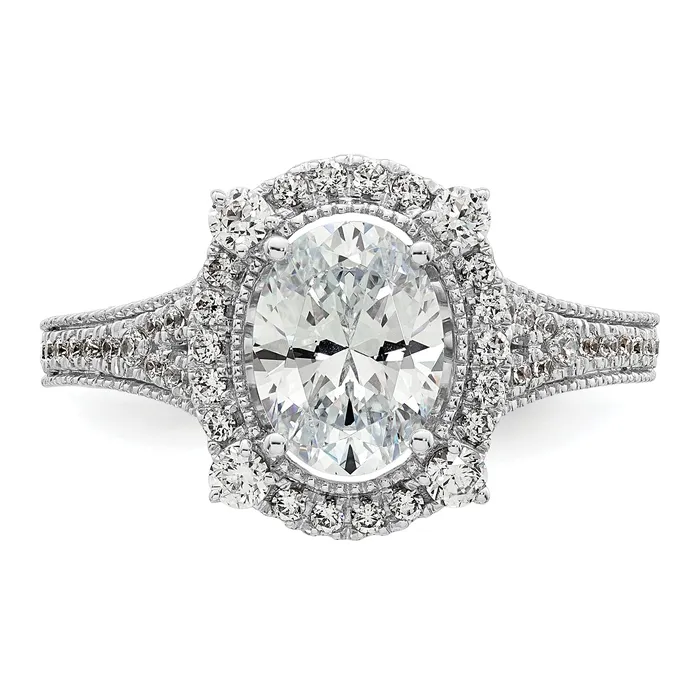 Rings Goldia 14k White Gold Lab Grown VSSI FGH Diamond Oval Halo Vintage Ring