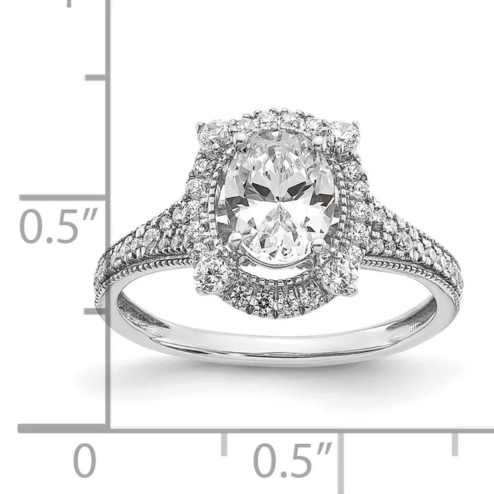 Rings Goldia 14k White Gold Lab Grown VSSI FGH Diamond Oval Halo Vintage Ring