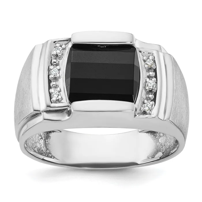 Rings Goldia 14k White Gold Mens Satin Onyx and Diamond Ring Mounting