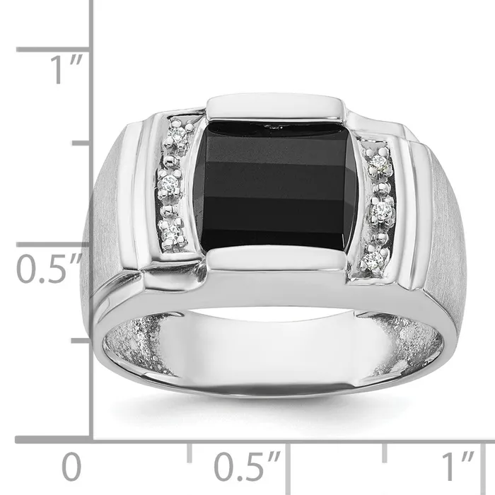 Rings Goldia 14k White Gold Mens Satin Onyx and Diamond Ring Mounting