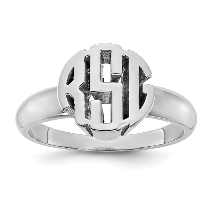 Rings Goldia 14K White Gold Polished Monogram Signet Ring