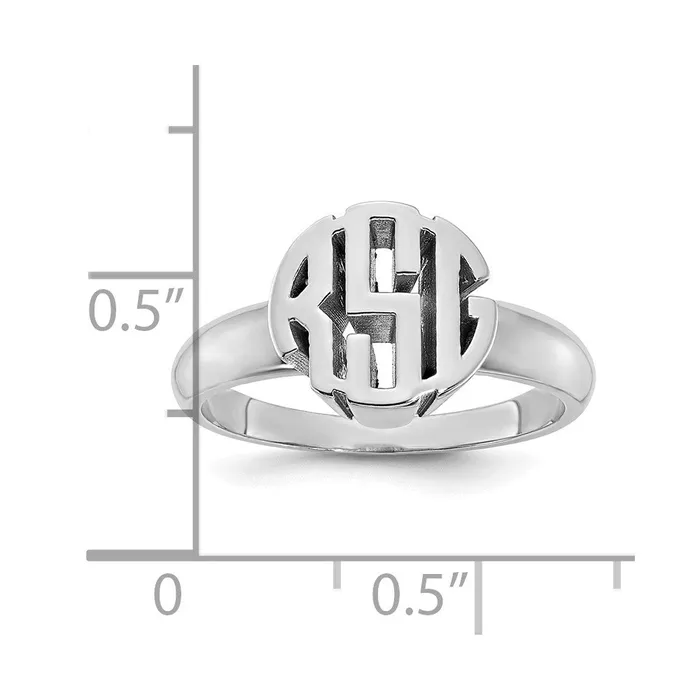 Rings Goldia 14K White Gold Polished Monogram Signet Ring