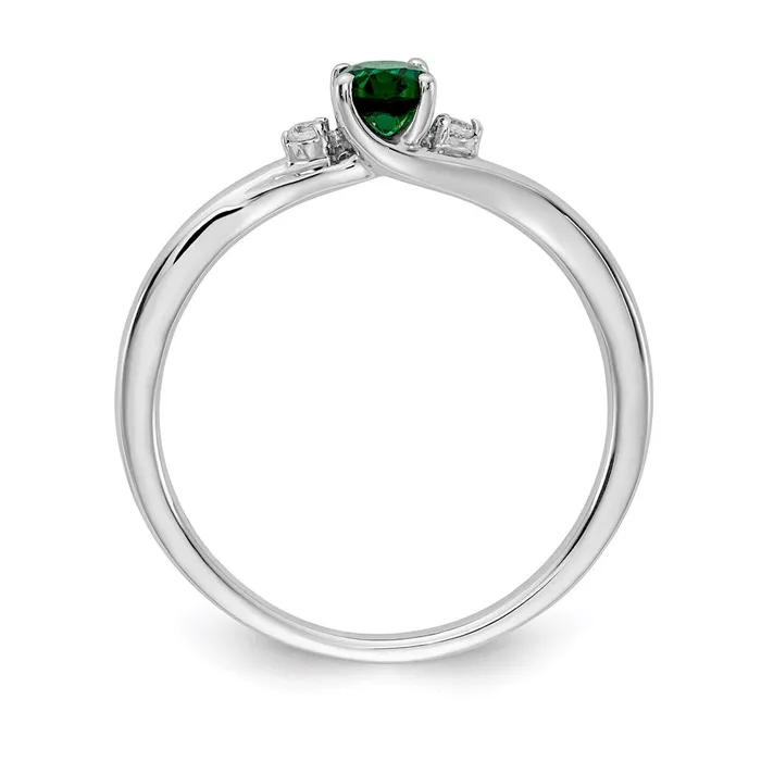 Rings Goldia 14k White Gold Real Diamond and Oval Emerald Ring