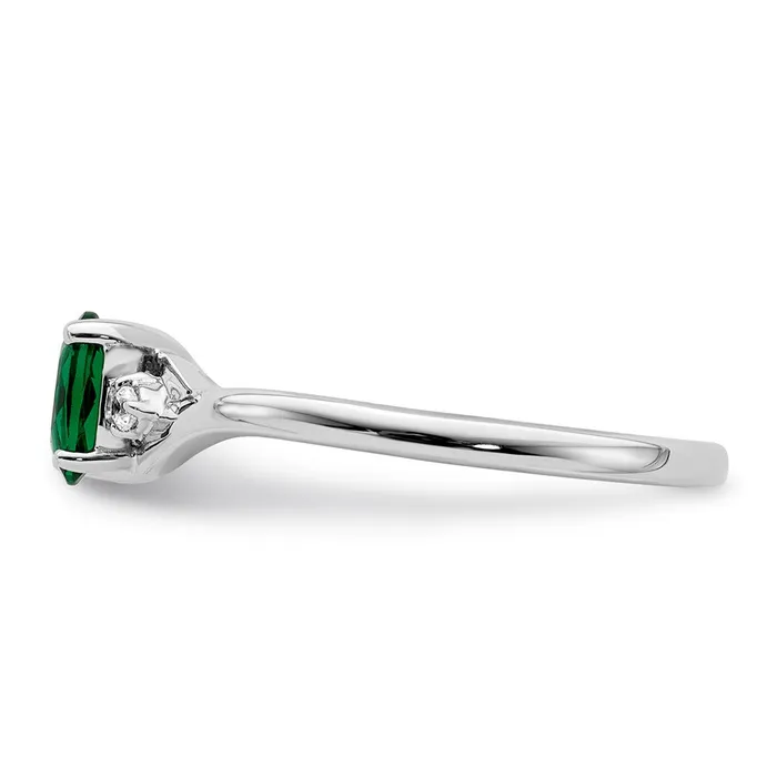 Rings Goldia 14k White Gold Real Diamond and Oval Emerald Ring