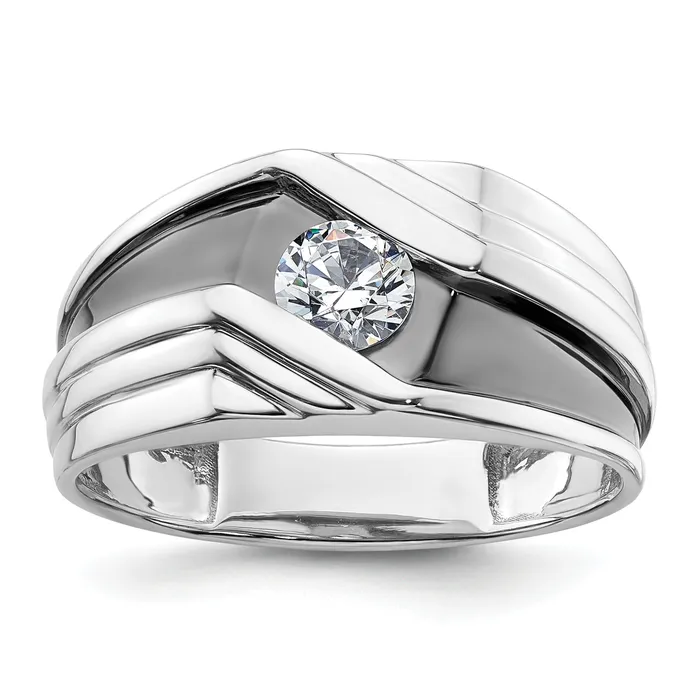 Rings Goldia 14k White Gold with Black Rhodium 38 Ct Lab Grown Diamond VSSI G Satin Mens Ring Rings Goldia 14k White Gold with Black Rhodium 38 Ct Lab Grown Diamond VSSI G Satin Mens Ring