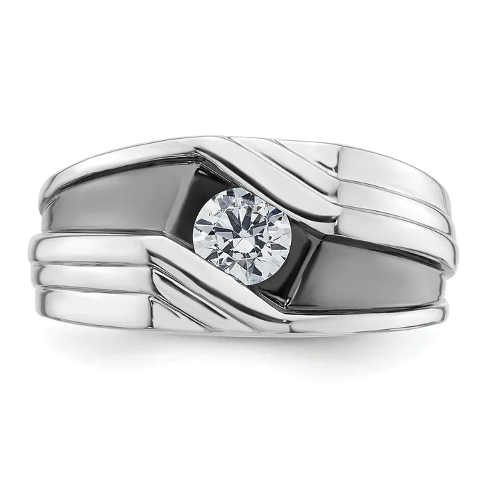 Rings Goldia 14k White Gold with Black Rhodium 38 Ct Lab Grown Diamond VSSI G Satin Mens Ring