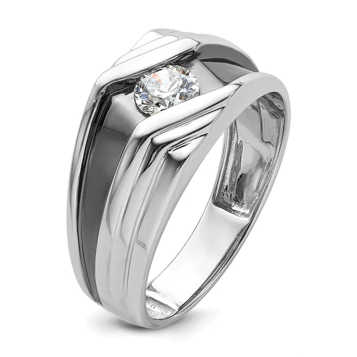 Rings Goldia 14k White Gold with Black Rhodium 38 Ct Lab Grown Diamond VSSI G Satin Mens Ring