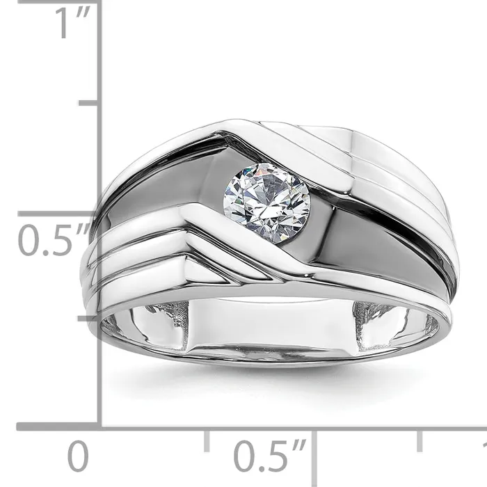 Rings Goldia 14k White Gold with Black Rhodium 38 Ct Lab Grown Diamond VSSI G Satin Mens Ring