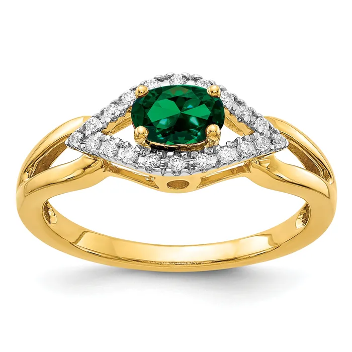 Rings Goldia 14k Yellow Gold 110 Ct Lab Grown Diamond VSSI G and Lab Created Emerald Ring Rings Goldia 14k Yellow Gold 110 Ct Lab Grown Diamond VSSI G and Lab Created Emerald Ring