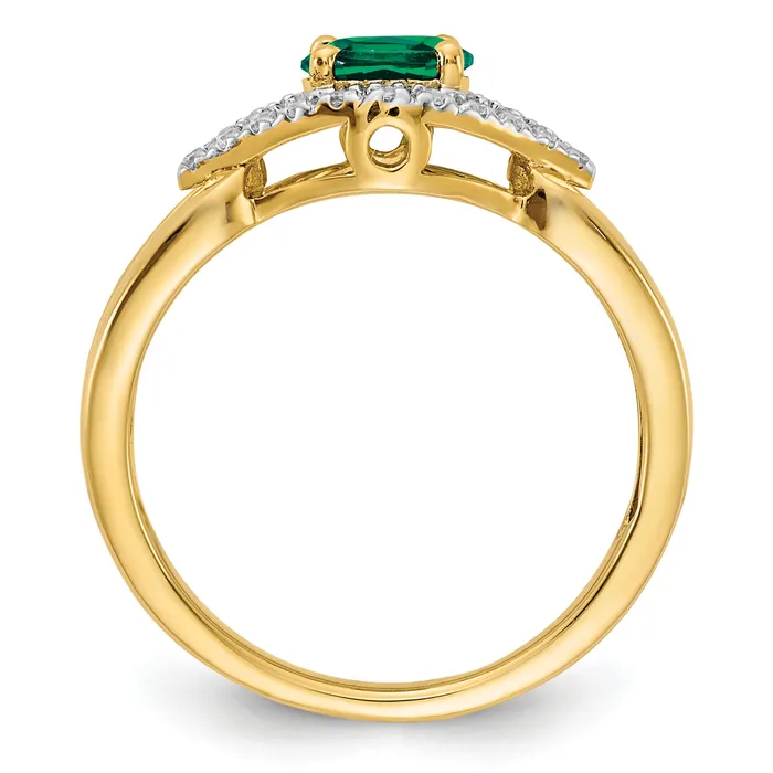 Rings Goldia 14k Yellow Gold 110 Ct Lab Grown Diamond VSSI G and Lab Created Emerald Ring
