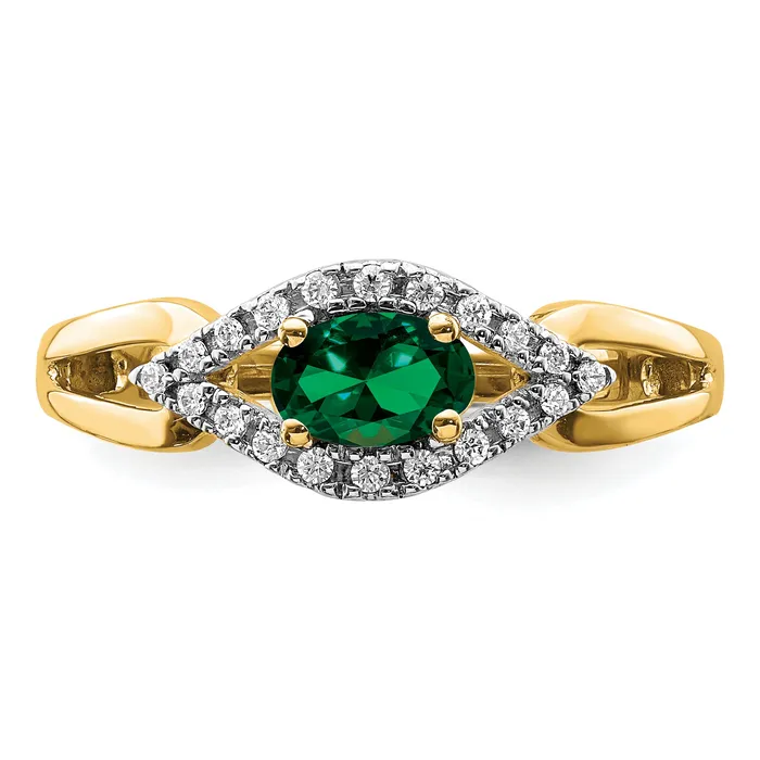 Rings Goldia 14k Yellow Gold 110 Ct Lab Grown Diamond VSSI G and Lab Created Emerald Ring
