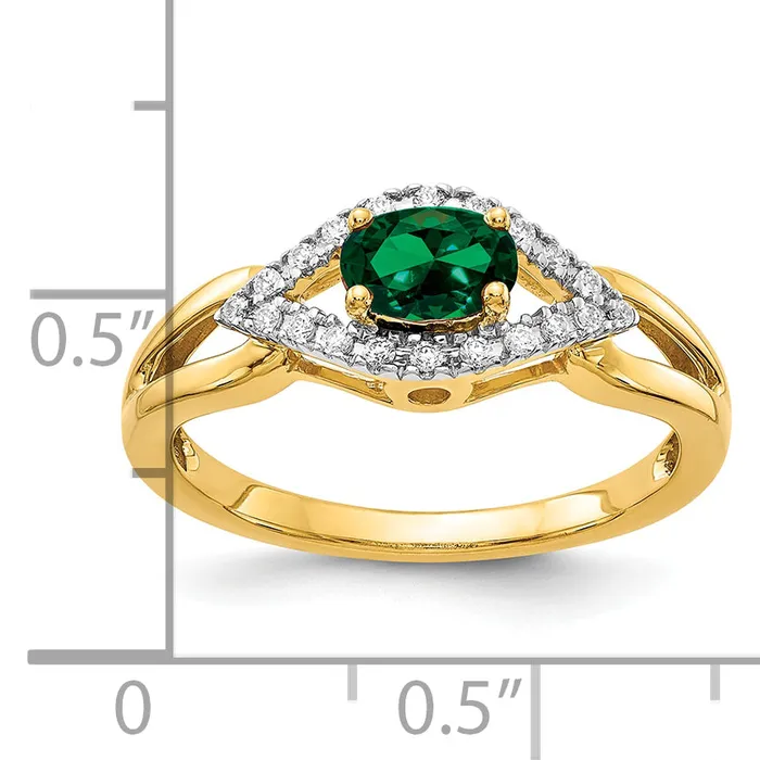 Rings Goldia 14k Yellow Gold 110 Ct Lab Grown Diamond VSSI G and Lab Created Emerald Ring