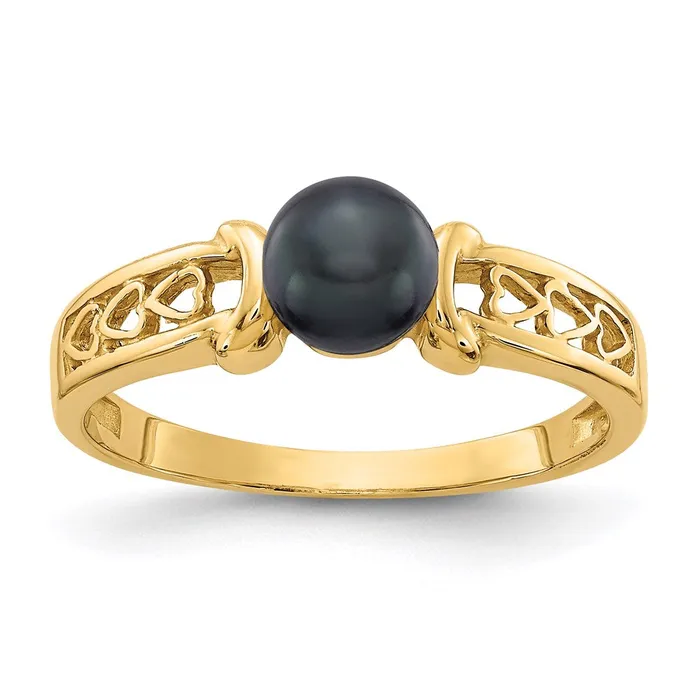 Rings Goldia 14K Yellow Gold 55mm Black FW Cultured Pearl ring