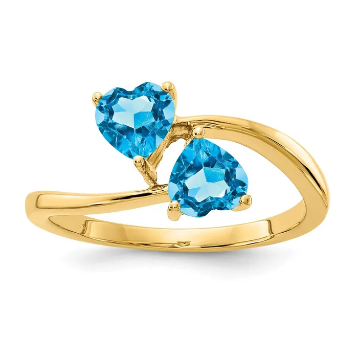 Rings Goldia 14K Yellow Gold 5mm Heart Blue Topaz ring