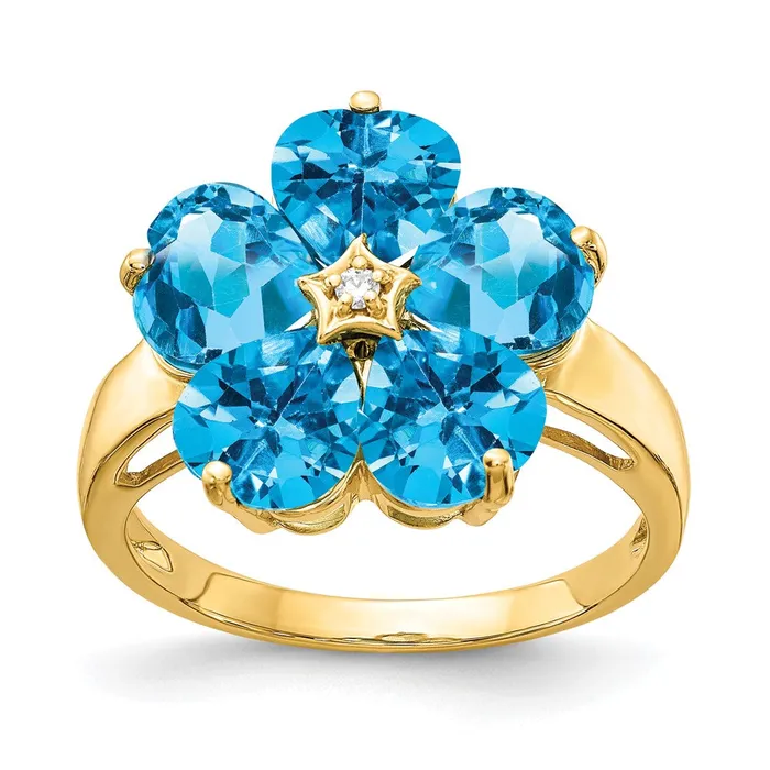 Rings Goldia 14k Yellow Gold 6mm Heart Blue Topaz AAA Diamond ring