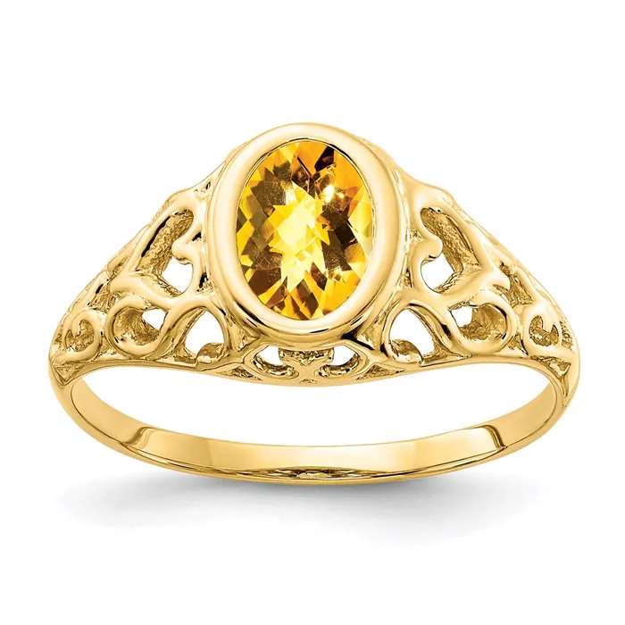 Rings Goldia 14K Yellow Gold 7x5mm Oval Citrine Checker ring