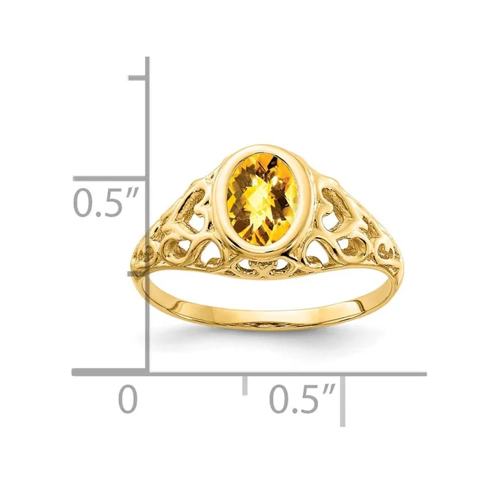 Rings Goldia 14K Yellow Gold 7x5mm Oval Citrine Checker ring