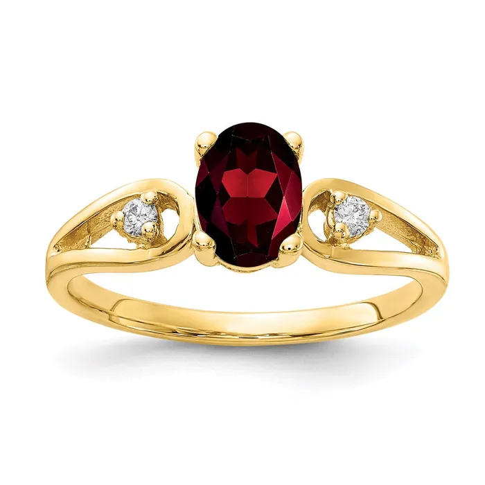 Rings Goldia 14K Yellow Gold 7x5mm Oval Garnet Checker A Real Diamond ring Rings Goldia 14K Yellow Gold 7x5mm Oval Garnet Checker A Real Diamond ring