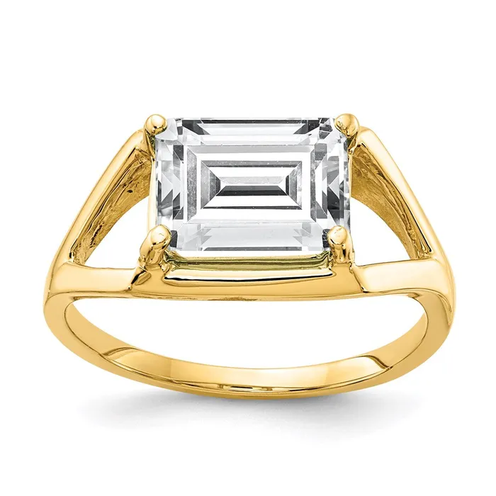 Rings Goldia 14K Yellow Gold 9x7mm Emerald Cut Cubic Zirconia ring