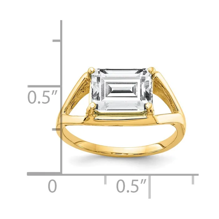 Rings Goldia 14K Yellow Gold 9x7mm Emerald Cut Cubic Zirconia ring
