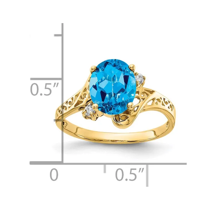 Rings Goldia 14K Yellow Gold 9x7mm Oval Blue Topaz A Real Diamond ring