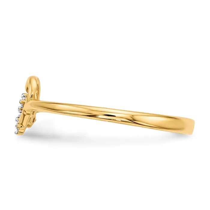 Rings Goldia 14K Yellow Gold Heart wCZ Cross Ring