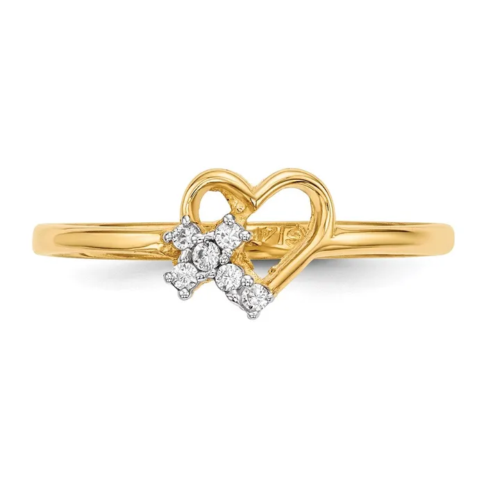 Rings Goldia 14K Yellow Gold Heart wCZ Cross Ring