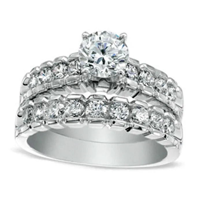Rings Goldia 20 CT TW Natural Diamond Bridal Engagement Ring Set in Solid 14K White Gold Rings Goldia 20 CT TW Natural Diamond Bridal Engagement Ring Set in Solid 14K White Gold