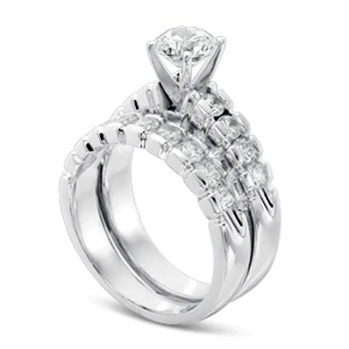 Rings Goldia 20 CT TW Natural Diamond Bridal Engagement Ring Set in Solid 14K White Gold Rings Goldia 20 CT TW Natural Diamond Bridal Engagement Ring Set in Solid 14K White Gold