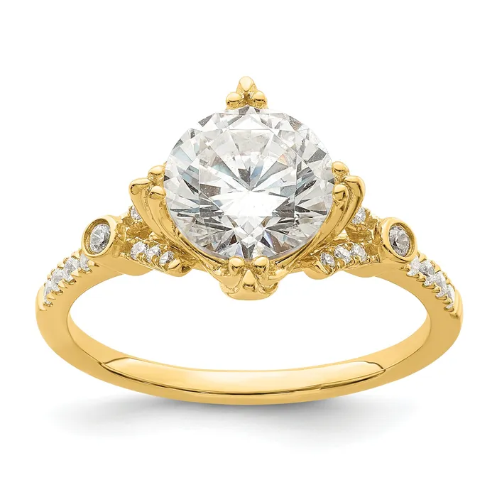 Rings Goldia 200ct CZ Solid Real 14k Polish 2ct Round Engagement Dia Ring Rings Goldia 200ct CZ Solid Real 14k Polish 2ct Round Engagement Dia Ring