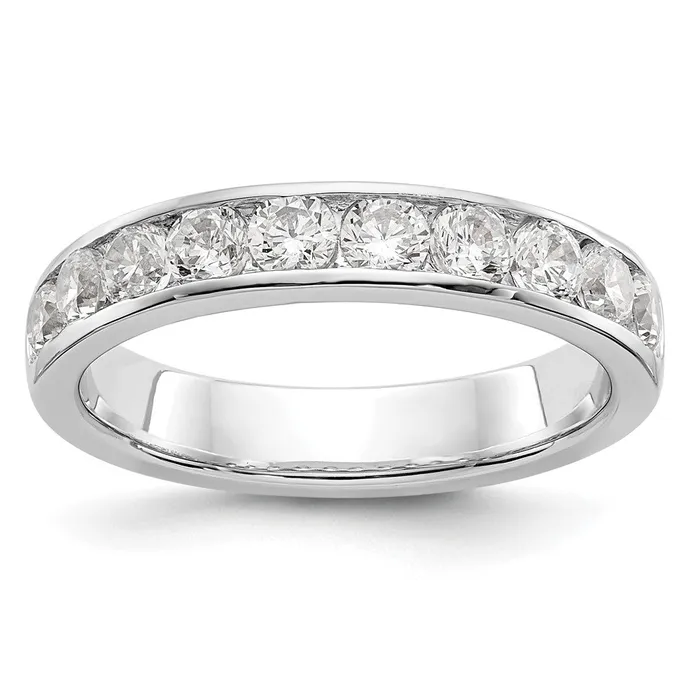 Rings goldiaca 14K White Gold 10Stone Real Diamond Channel Band