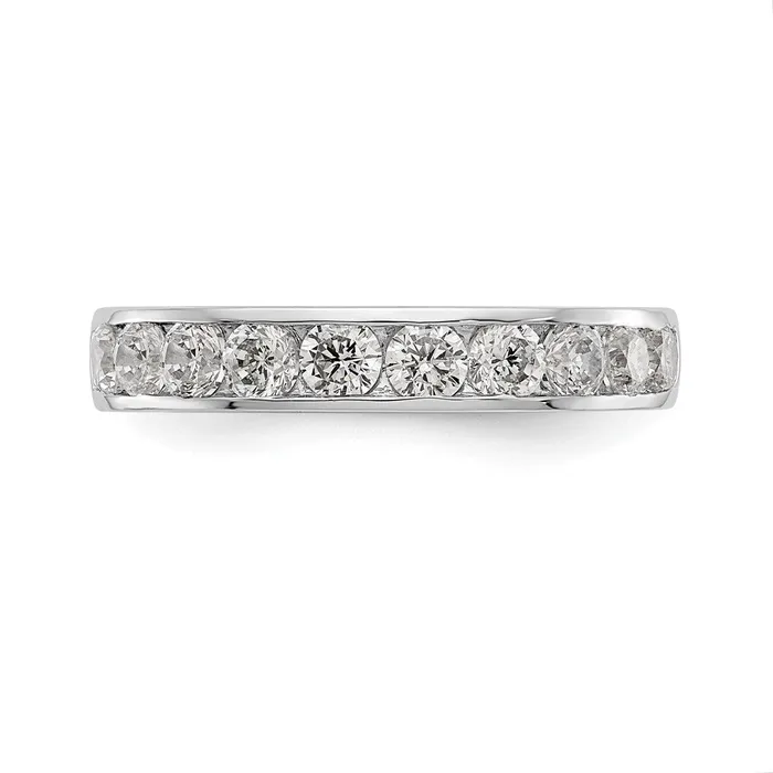 Rings goldiaca 14K White Gold 10Stone Real Diamond Channel Band