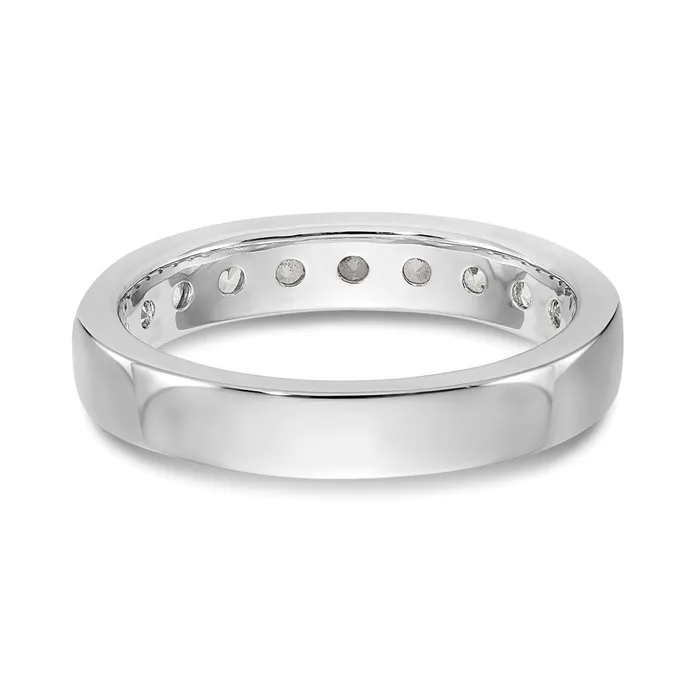 Rings goldiaca 14K White Gold 10Stone Real Diamond Channel Band