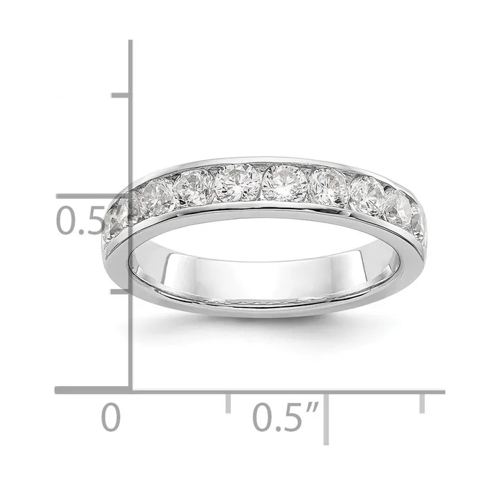 Rings goldiaca 14K White Gold 10Stone Real Diamond Channel Band