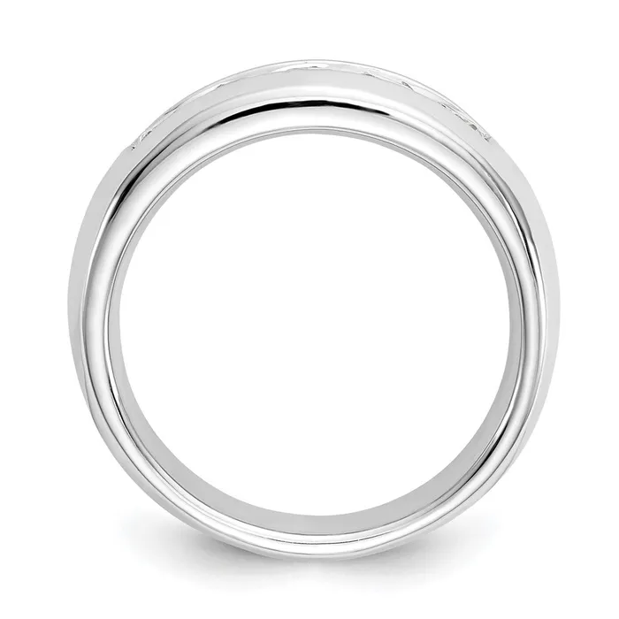 Rings goldiaca 14K White Gold 5Stone Real Diamond Channel Band