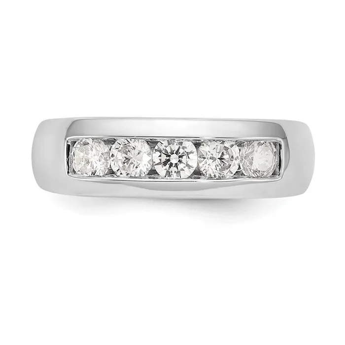 Rings goldiaca 14K White Gold 5Stone Real Diamond Channel Band