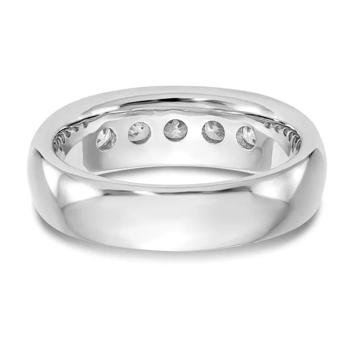 Rings goldiaca 14K White Gold 5Stone Real Diamond Channel Band