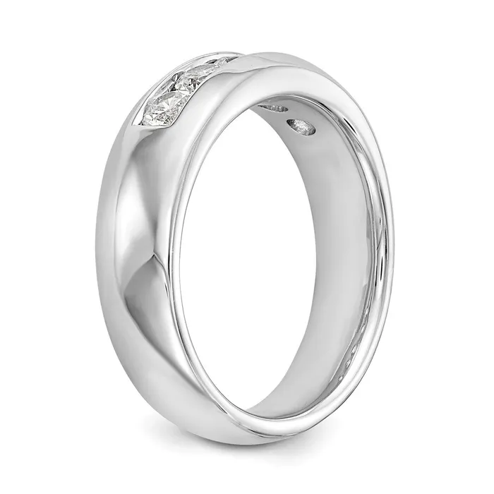 Rings goldiaca 14K White Gold 5Stone Real Diamond Channel Band