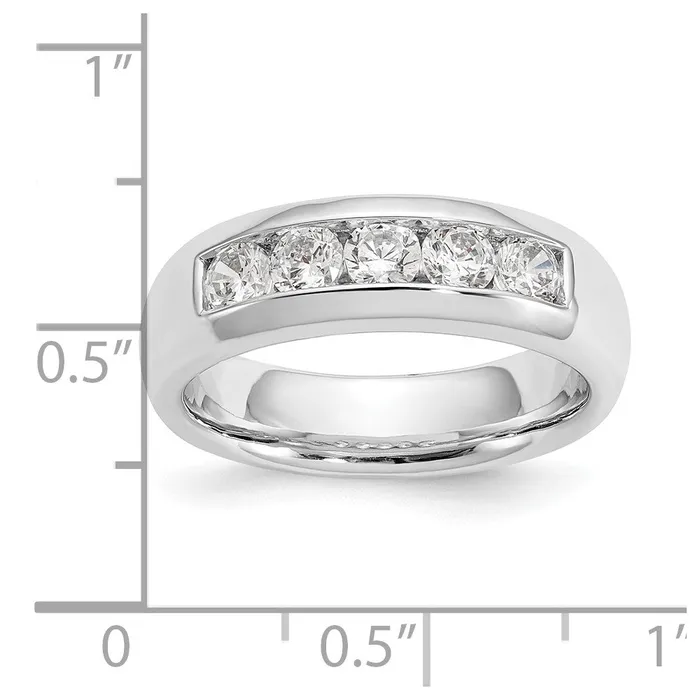 Rings goldiaca 14K White Gold 5Stone Real Diamond Channel Band