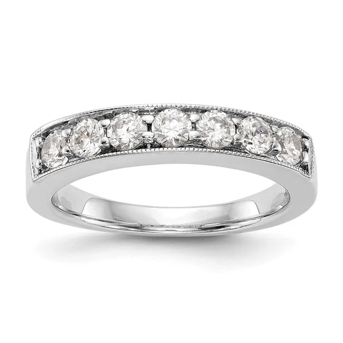 Rings goldiaca 14K White Gold 7Stone Real Diamond Channel Band