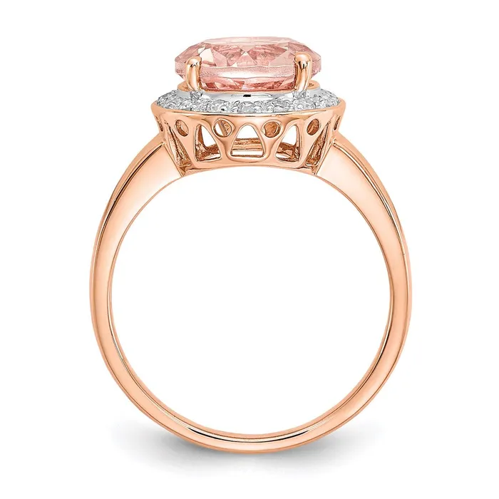 Rings Goldiacom 14k Rose Gold Real Diamond and Morganite Round Ring