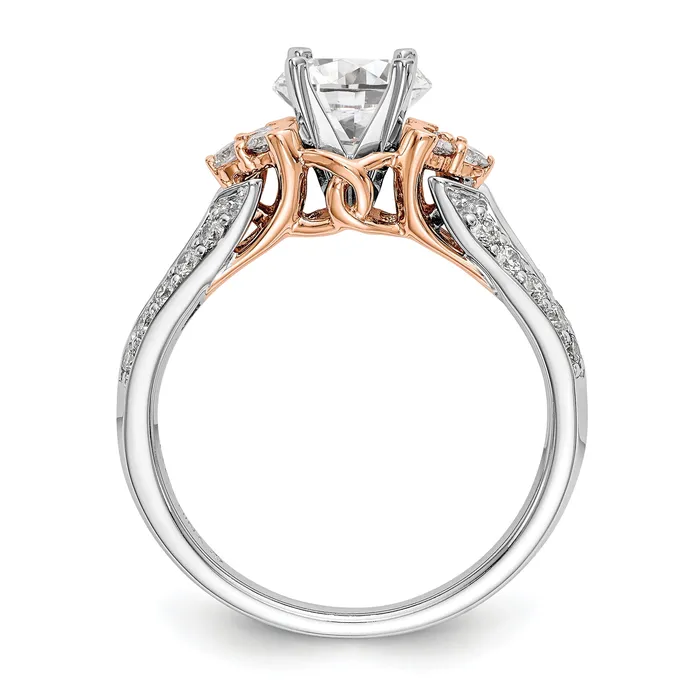 Rings Goldiacom 14k Two tone Peg Set Simulated Diamond By Pass Engagement Ring