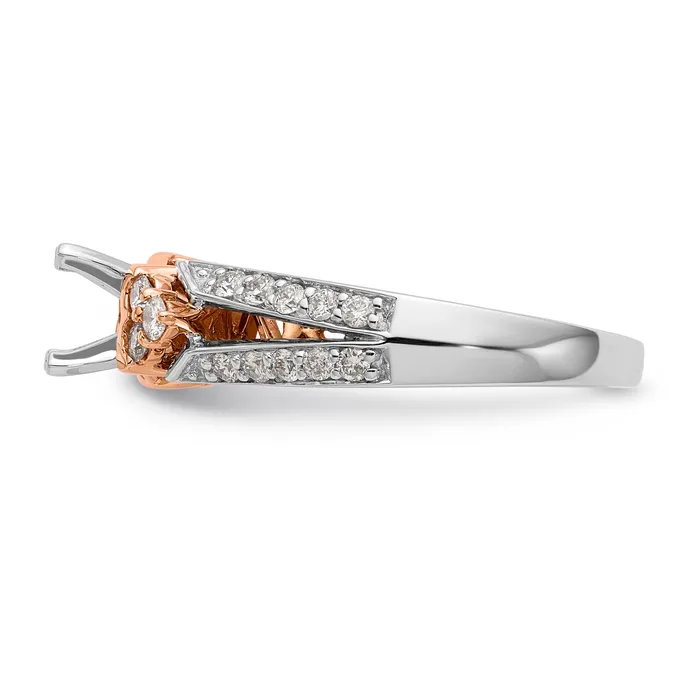 Rings Goldiacom 14k Two tone Peg Set Simulated Diamond By Pass Engagement Ring