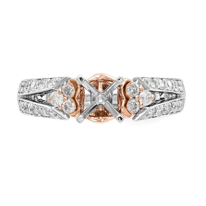 Rings Goldiacom 14k Two tone Peg Set Simulated Diamond By Pass Engagement Ring