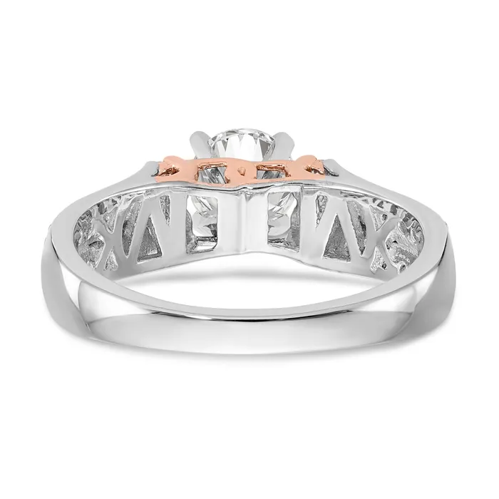 Rings Goldiacom 14k Two tone Peg Set Simulated Diamond By Pass Engagement Ring
