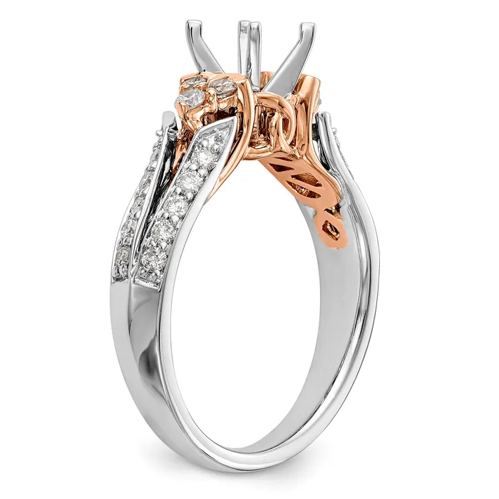 Rings Goldiacom 14k Two tone Peg Set Simulated Diamond By Pass Engagement Ring